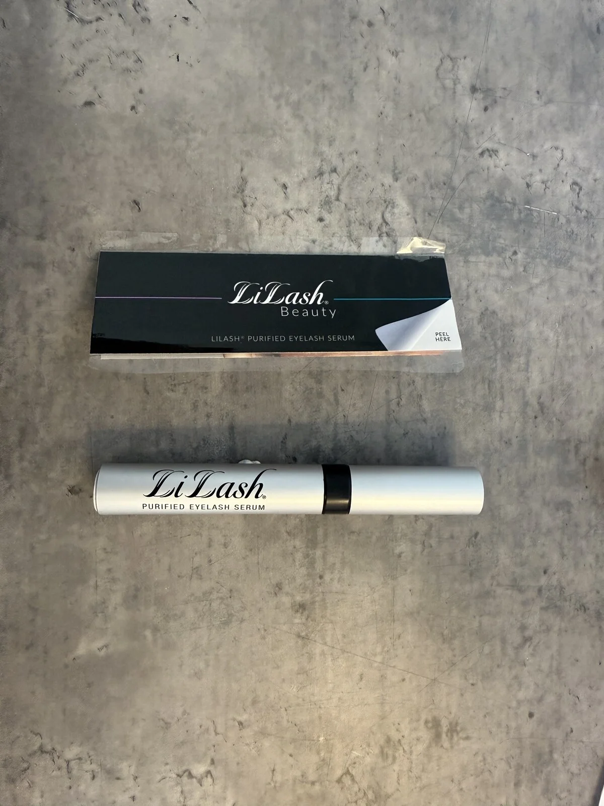 LiLash retail package and serum tube photographed by The Lash List