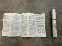 RapidLash multilingual warning insert photographed by The Lash List