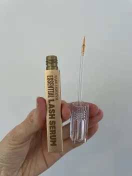 Babe Original Essential Lash Serum open applicator and brush photographed by The Lash List