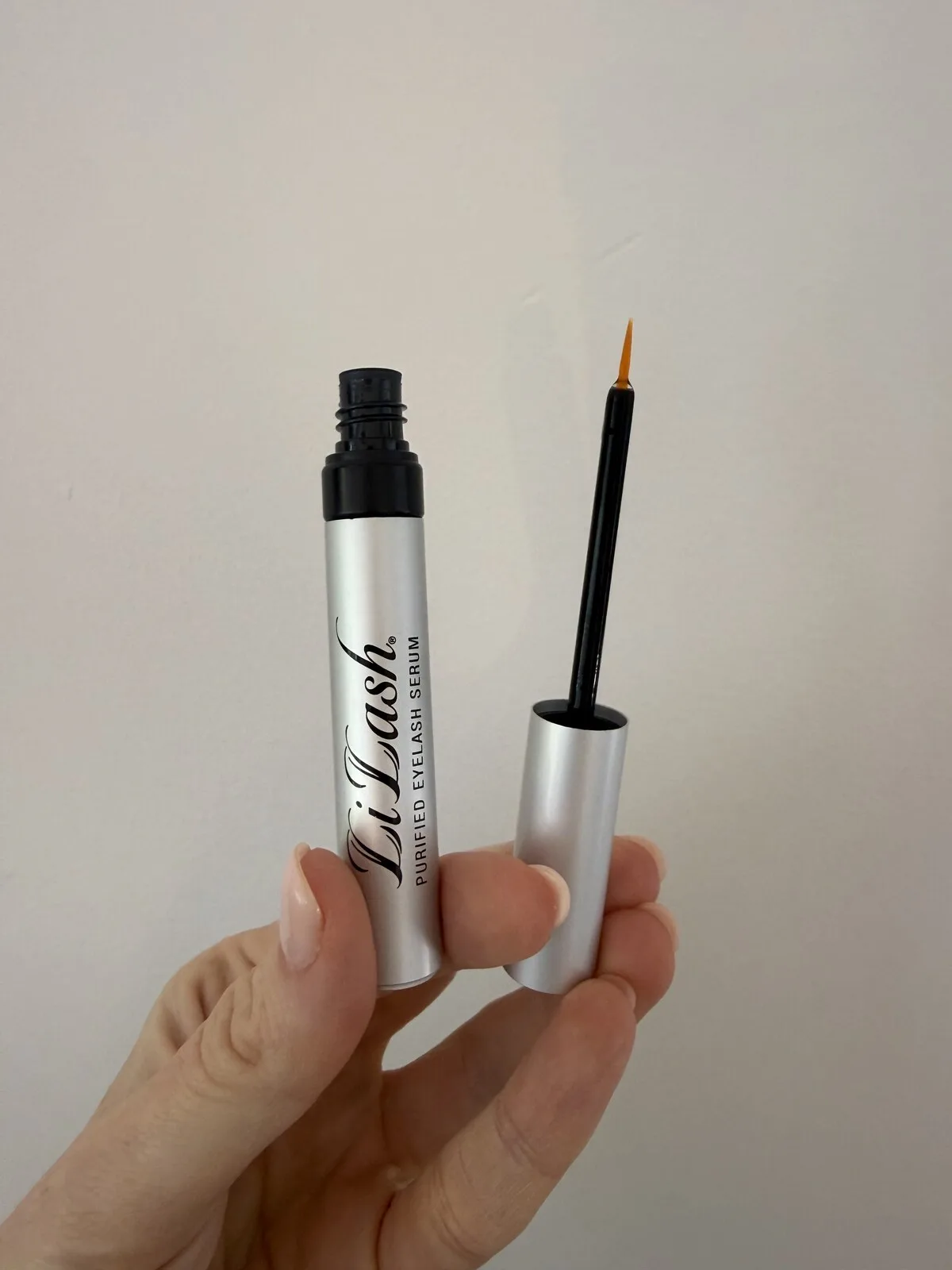 LiLash Purified Eyelash Serum open applicator photographed by The Lash List