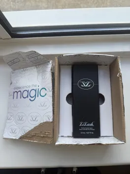 LiLash Purified Eyelash Serum in its direct-order shipping carton photographed by The Lash List