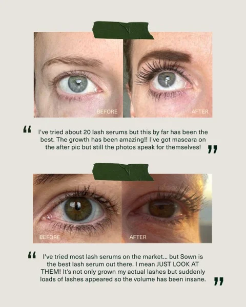 Castor oil vs lash serum results comparison showing lash growth differences